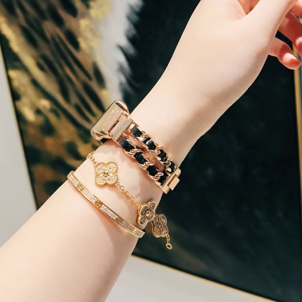 Dây Đeo Thay Thế Chất Liệu Da Và Thép Không Gỉ Sang Trọng Cho Huawei Band 8 7 6 / Honor Band 6