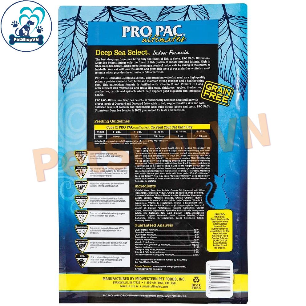 Thức Ăn Cho Mèo Và Mèo Con Hạt PROPAC ULTIMATES DEEP SEA SELECT Bao 6Kg Vị Cá Trắng & Đậu Hà Lan