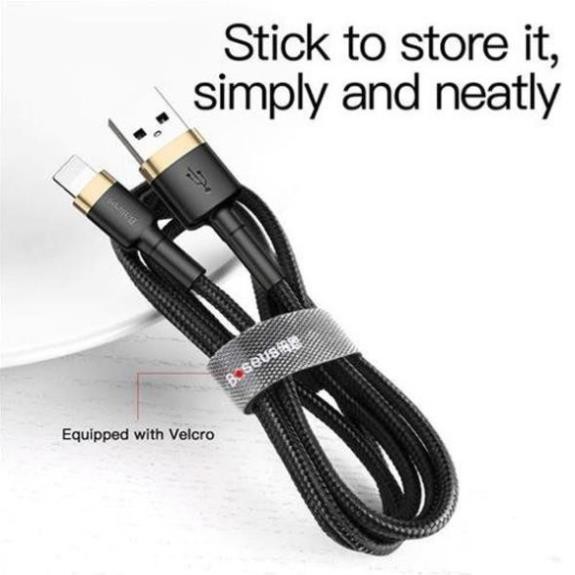Cáp Sạc Nhanh iPhone Ipad Baseus Cafule Siêu Bền | Kèm Dây Velcro Giữ Cáp - Cáp sạc iPhone 5/6/7/8/X/XS/XS /11