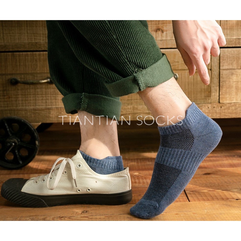 TIANTIAN T049 Tất bằng cotton cổ thấp thoáng khí chống mòn nhiều màu sắc cho nam