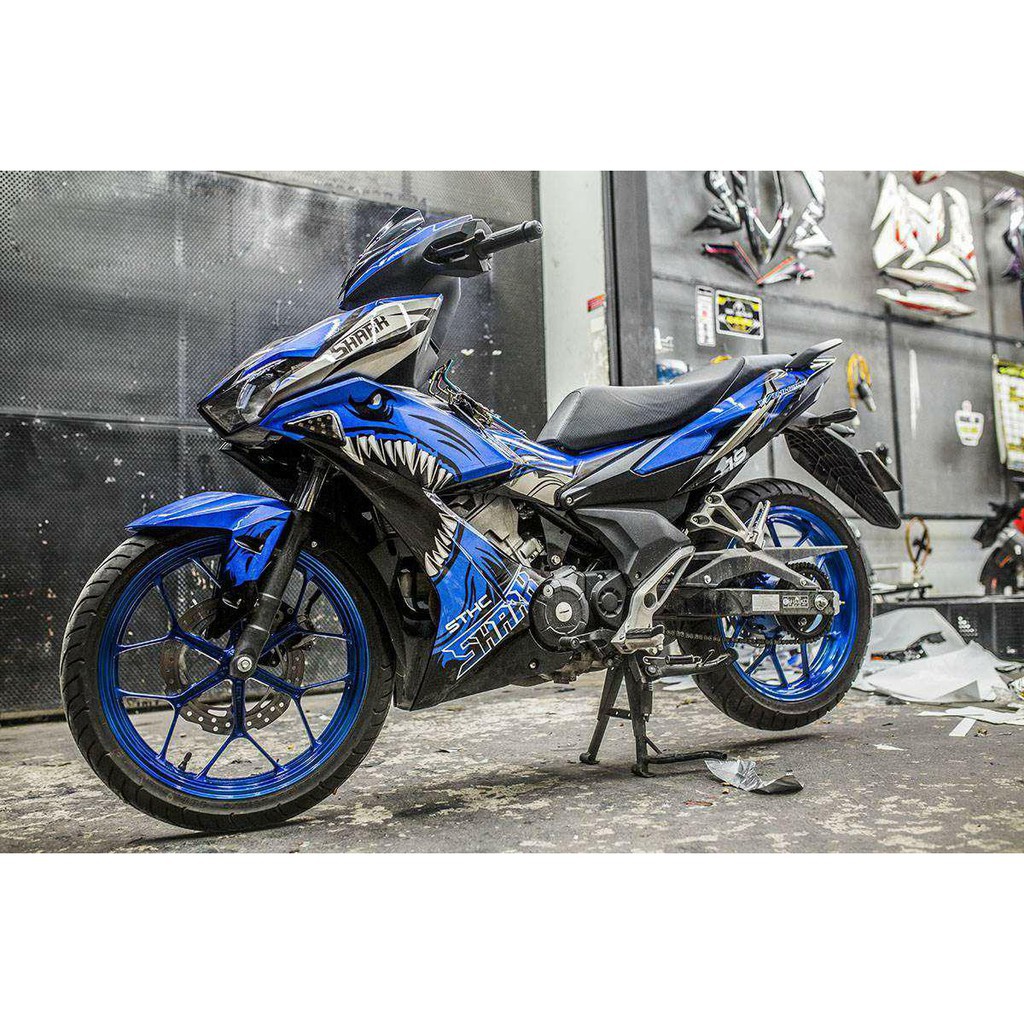 Tem trùm xe Winner X cá mập xanh dương, độ thiết kế team dán phủ decal xe máy giá rẻ đẹp