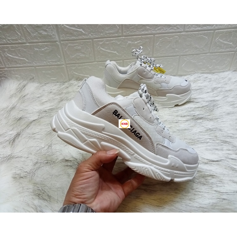 [Tặng tất + Freeship] GIÀY THỂ THAO NAM NỮ BALENCIAGA Triple S sneaker cao cấp trắng-đế trắng, size 36-43....