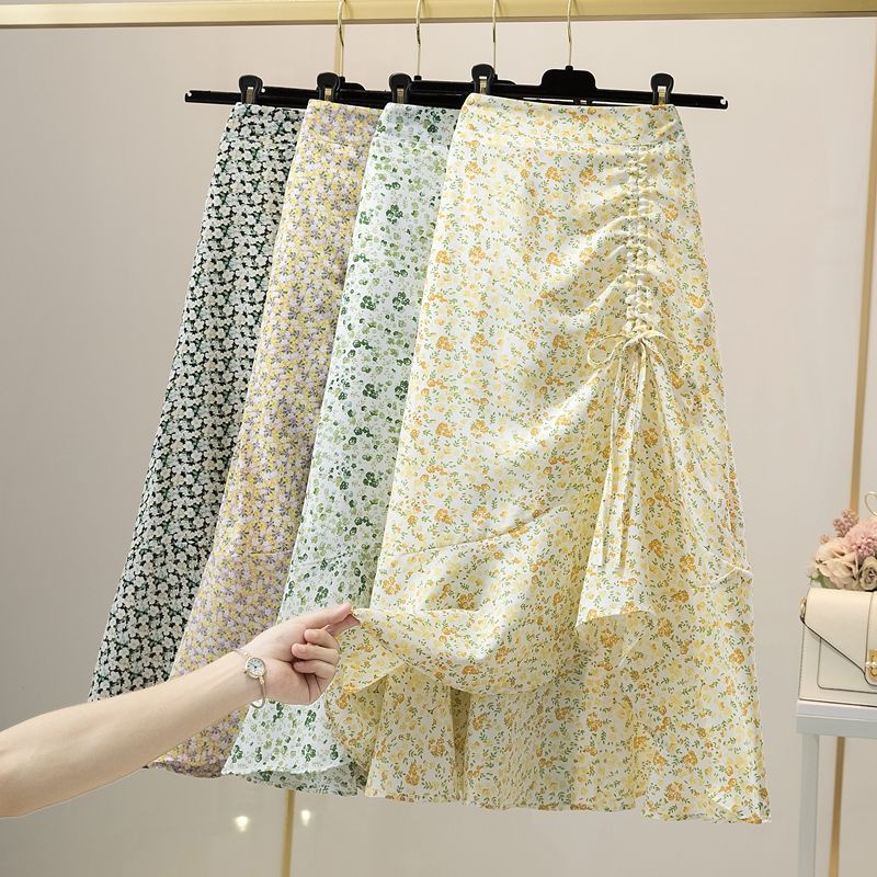 ✦Chân Váy Chữ A Dáng Dài Xinh Xắn Dành Cho Nữ✦Chân Váy Đuôi Cá Vải Voan Phối Dây Rút Xếp Ly Họa Tiết Hoa Nhí Xinh Xắn Thời Trang Xuân Hè Cho Nữ