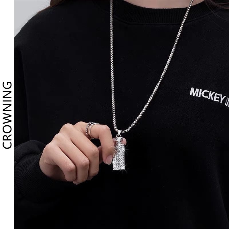 Dây Chuyền Thời Trang Phong Cách Hip Hop Hàn Quốc Cho Nữ 1 không. Dây Chuyền Mặt Hình Lọ Nước Hoa Đính Đá 5 Màu F724