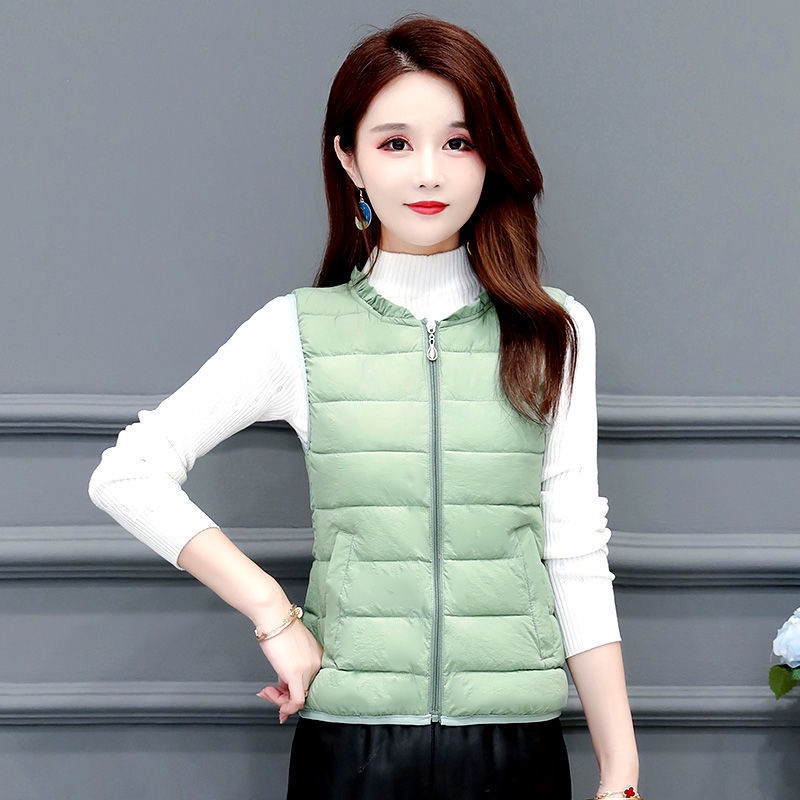 Áo Khoác Phao Sát Nách Dáng Ôm Ngắn Vải Cotton Siêu Nhẹ Kiểu Hàn Quốc Dễ Thương Cho Nữ