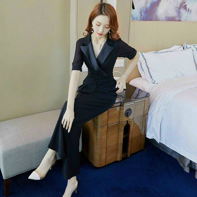 JUMT QUẦN DÀI CỔ VEST