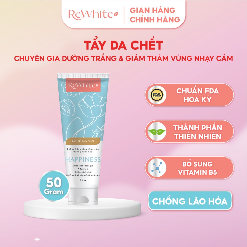 Bộ sản phẩm Gel Tẩy Tế Bào Chết REWHITEZ Define Rose Gabriella Happiness giúp dưỡng hồng vùng nhạy cảm Tuýp 50g