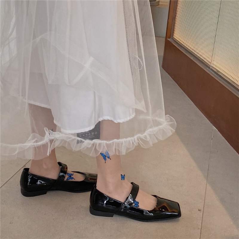 Quần tất không đường may siêu mỏng in họa tiết bướm xanh dương phong cách lolita Nhật Bản ngọt ngào thời trang mùa hè cho nữ