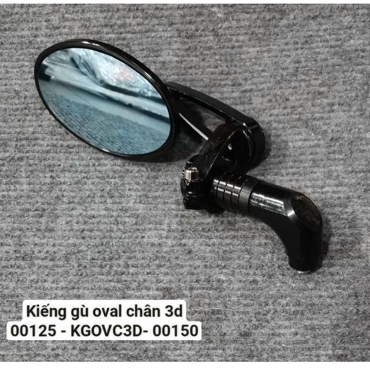 Kính/Gương Chiếu Hậu Oval Nhôm CNC Chân Kiểu 744 Sơn Đen