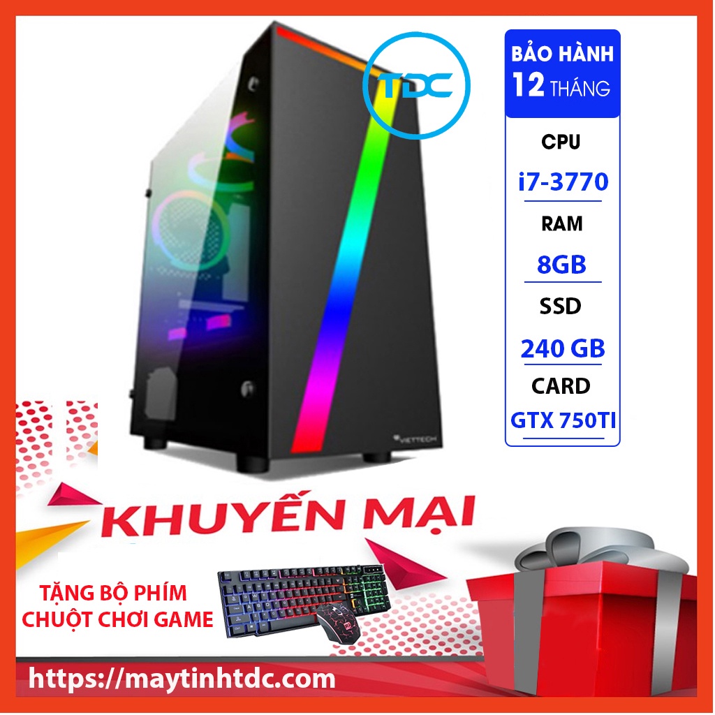 MAX PC GAMING X7 CPU Core i7-3770 Ram 8GB SSD 240GB GTX 750TI Chơi PUBG,LOL,CF,Fifa4,Đế chế Tặng Bộ Phím Chuột Game