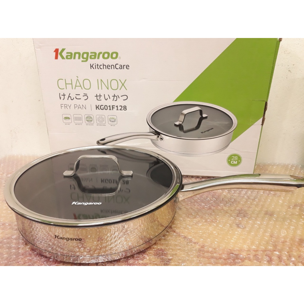 Chảo inox cao cấp 5 lớp size 28cm kangaroo hàng chính hãng