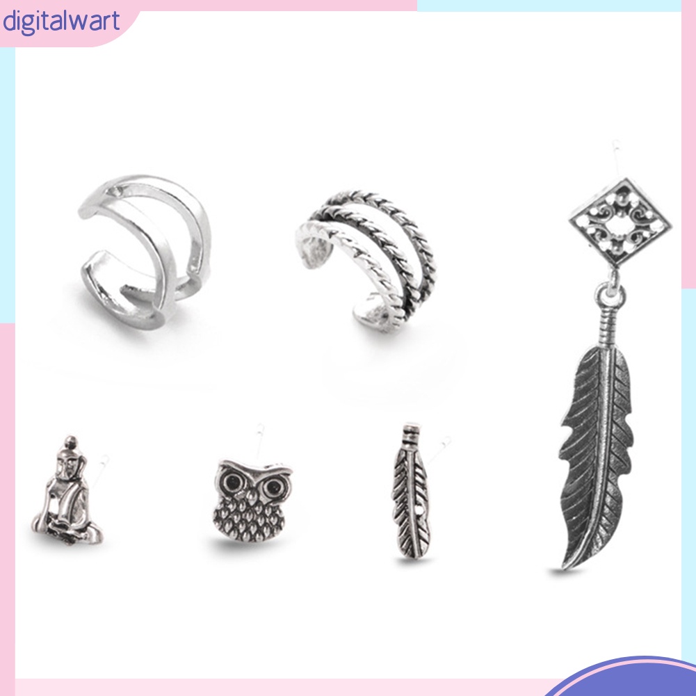 Set 6 khuyên vành tai kim loại Vintage cho nữ