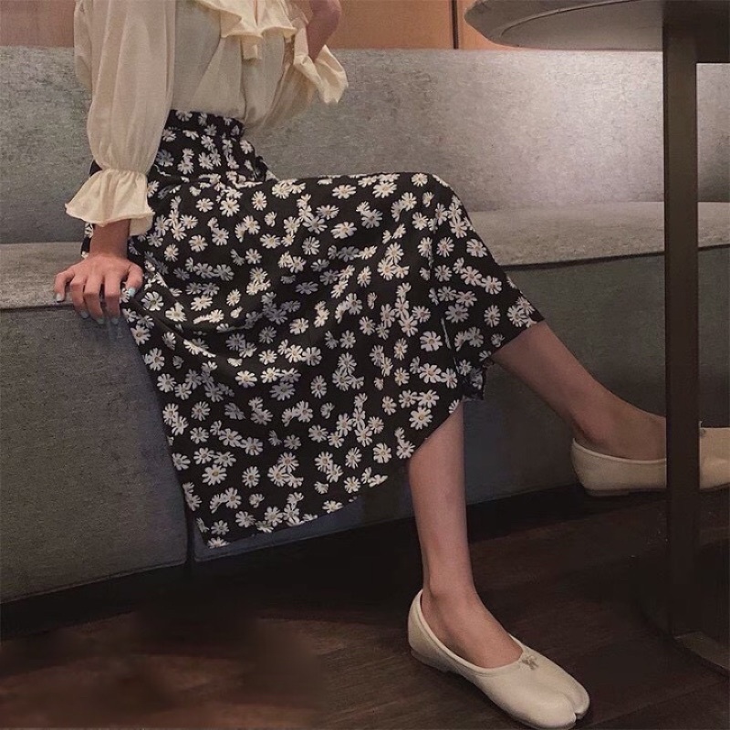 Chân váy dài midi hoa nhí siêu hot