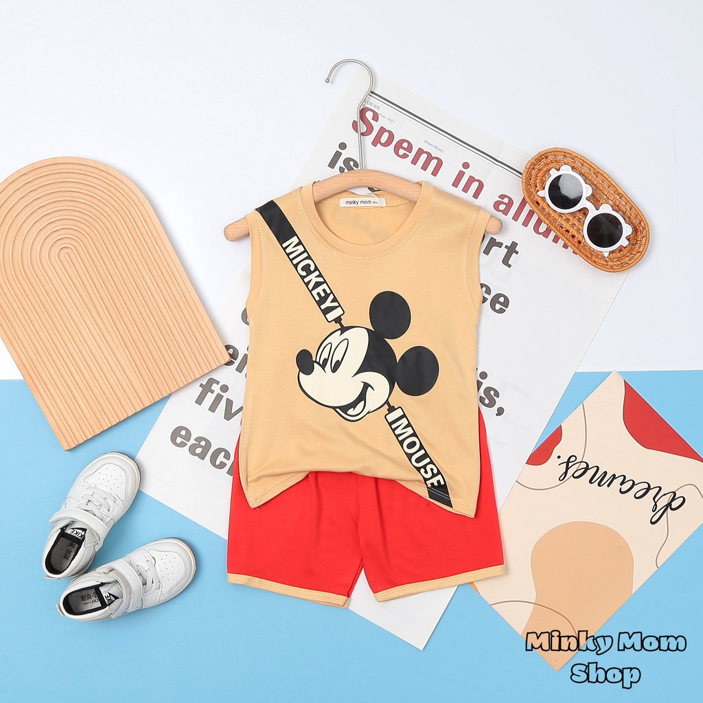 ✨Size(9-32Kg)✨FREE SHIPBộ MinKy Mom Sát Nách Thun Lạnh Dể Thương Cho Bé Gái Bé Trai, Đủ Màu