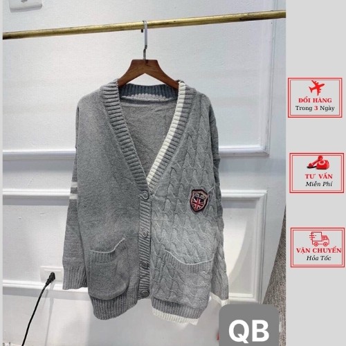 Áo cardigan len nữ dáng dài thorm màu ghi ulzzang Hàn Quốc phong cách cá tính