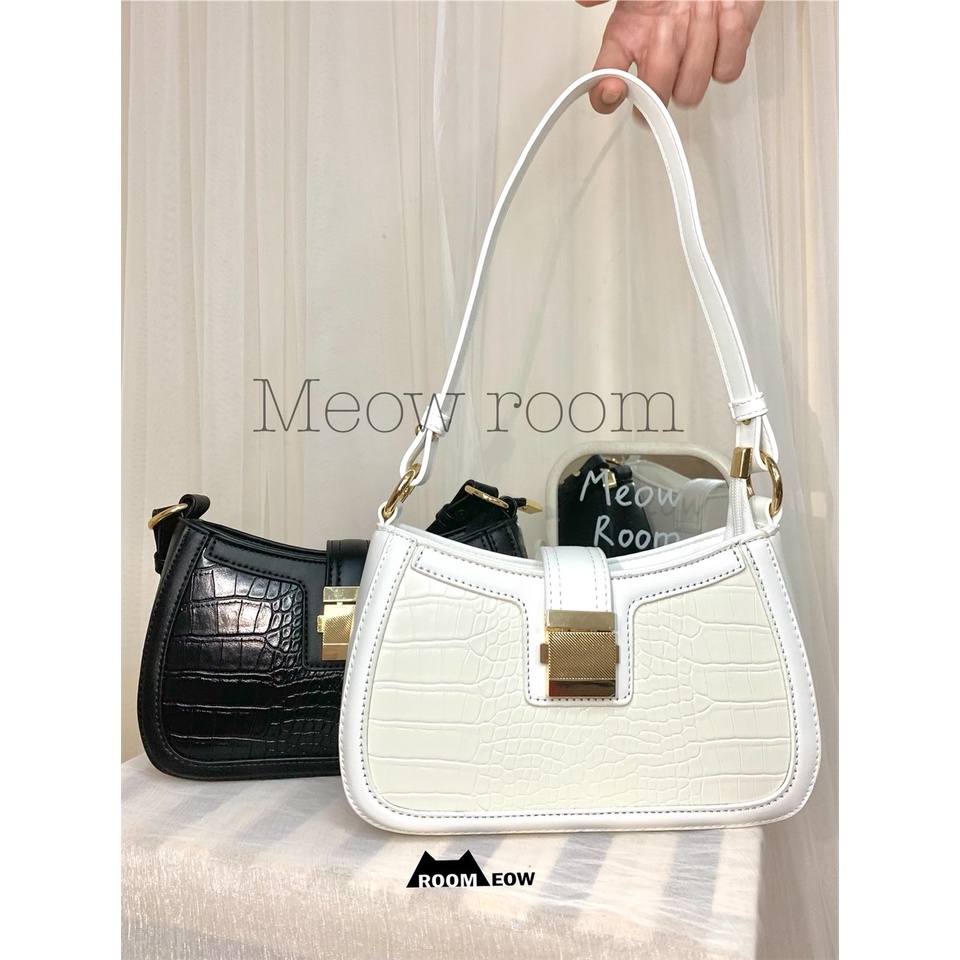 Túi kẹp nách, cầm tay cao cấp, form cứng cáp màu trắng, đen, ảnh thật, TS003 Meow Room