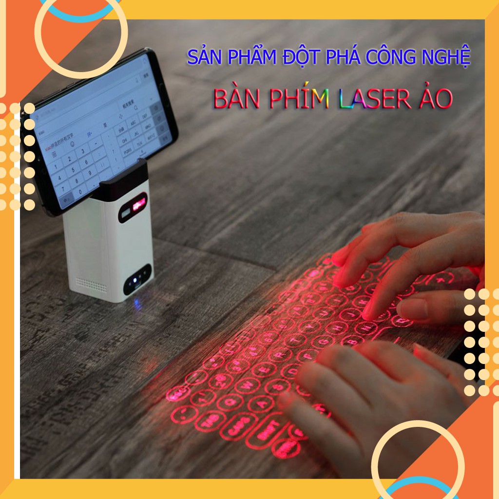 Bàn Phím Laser Ảo Kiêm Sạc Dự Phòng Đế Điện Thoại BPLA01 Màu Trắng Tiện Lợi Cho Người Hay Làm Việc Bên Ngoài Văn Phòng