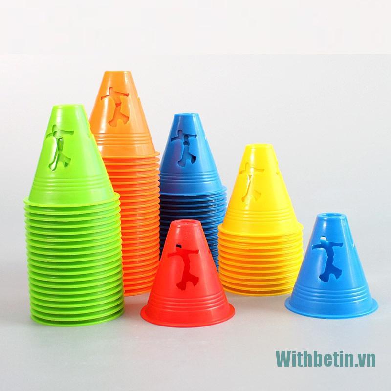 【Withbetin】10Pcs Sport Football Soccer Rugby Training Cone Cylinder Outdoor Football Train