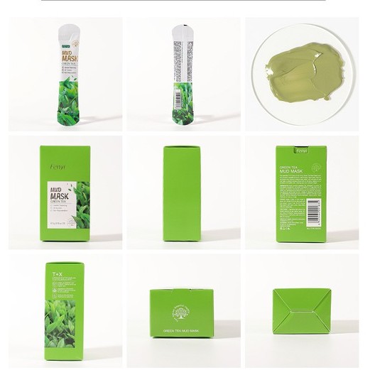 Hộp 20 gói mặt nạ bùn làm sạch da kiềm dầu trà xanh Fenyi Green Tea Mud Mask Sena Beauty