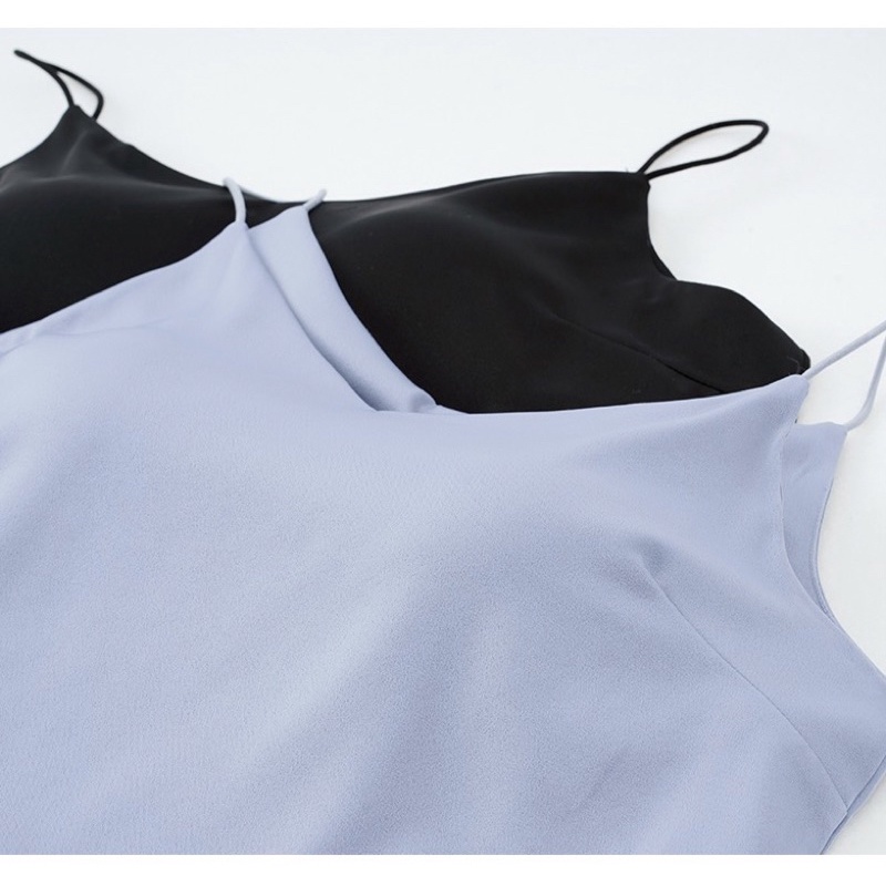 Áo 2 dây hai dây lụa liền bra sẵn mút ngực bên trong có thể mặc phối blazer, sơ mi công sở