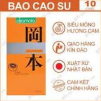 Bao Cao Su Siêu mỏng nhiều gel bôi trơn Okamoto Orange hương cam /áo mưa