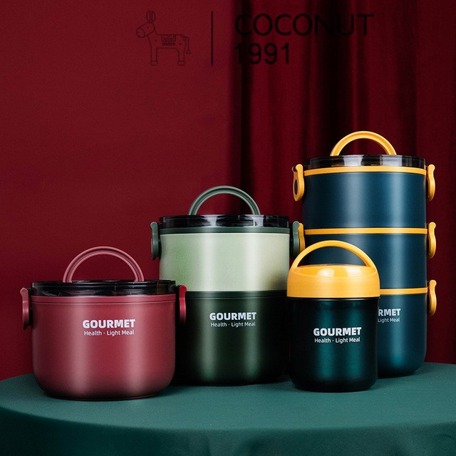 Hộp đựng cơm inox cao cấp FOOD 003 giữ nhiệt, cặp lồng đựng cơm 1 tầng, 2 tầng, 3 tầng