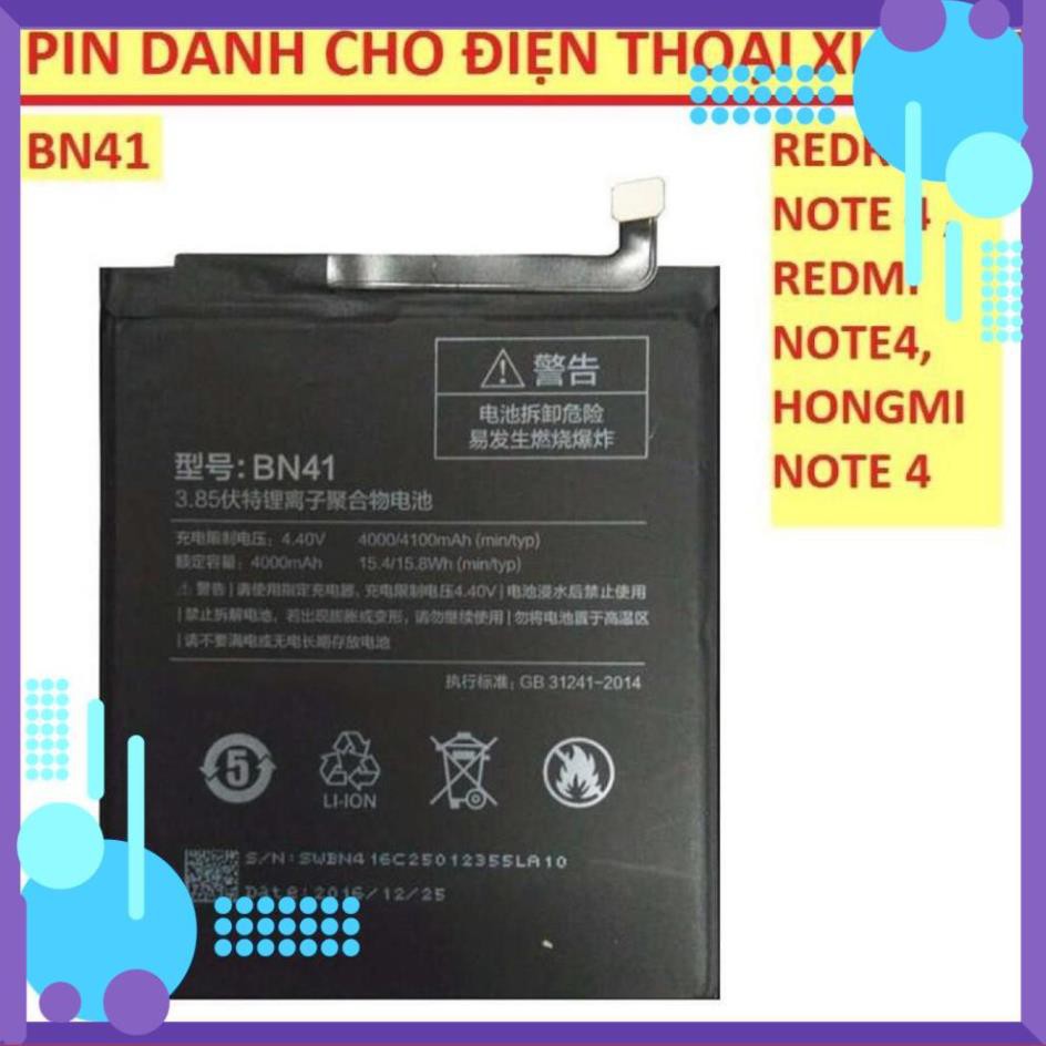 Đẹp rẻ  Pin thay thế cho Xiaomi Redmi Note 4 - Chip Helo X20 (BN41) 4000/4100 mAh