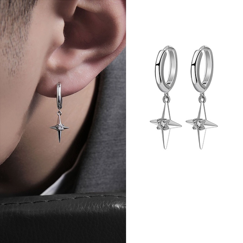 1 Cặp Bông Tai Hình Thánh Giá Đính Đá Zircon Phong Cách Hip Hop Thời Trang Cho Nam Và Nữ