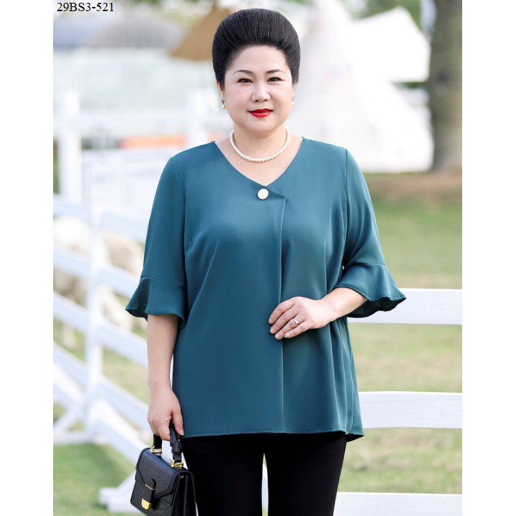 Áo kiểu đơn giản dành cho người lớn tuổi size lớn (Weighty Look) - BS3-521