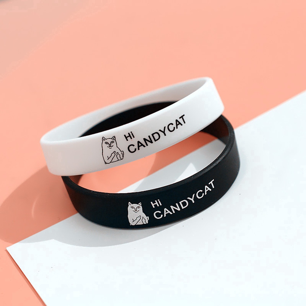Vòng Tay Cao Su Silicone Phối Hình Mèo Hoang Dã Đơn Giản Cho Cặp Đôi