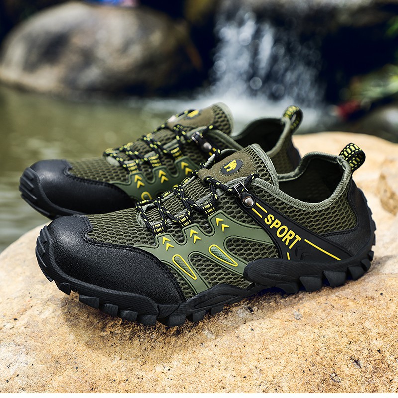 Non-slip mesh leather sports shoes for high-quality hiking for men