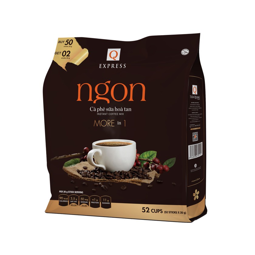 Cà Phê Hòa Tan 3in1 Ngon Size Lớn (52 gói/túi)