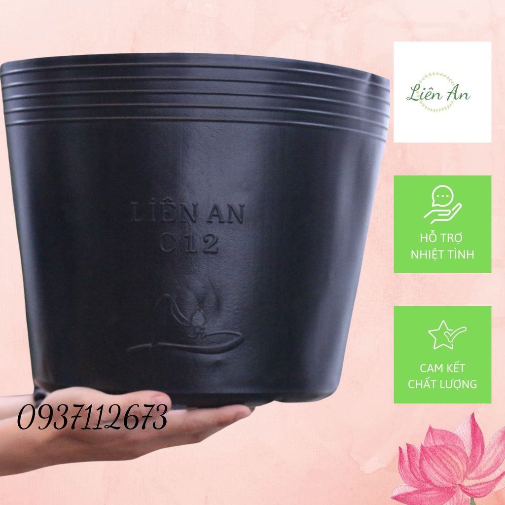 [COMBO 100C C12]Chậu nhựa đen mềm Liên An trồng cây bền, đẹp 12000g C12 (đường kính 30cmx25cm)