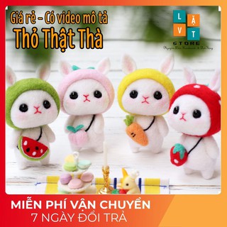[Sale] Bộ Len Chọc Có Hướng Dẫn THỎ THẬT THÀ - Neele felting Rabit, handmade