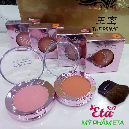 Phấn má hồng CELLIO SHINING BLUSHER có kèm chổi tán phấn dễ dùng