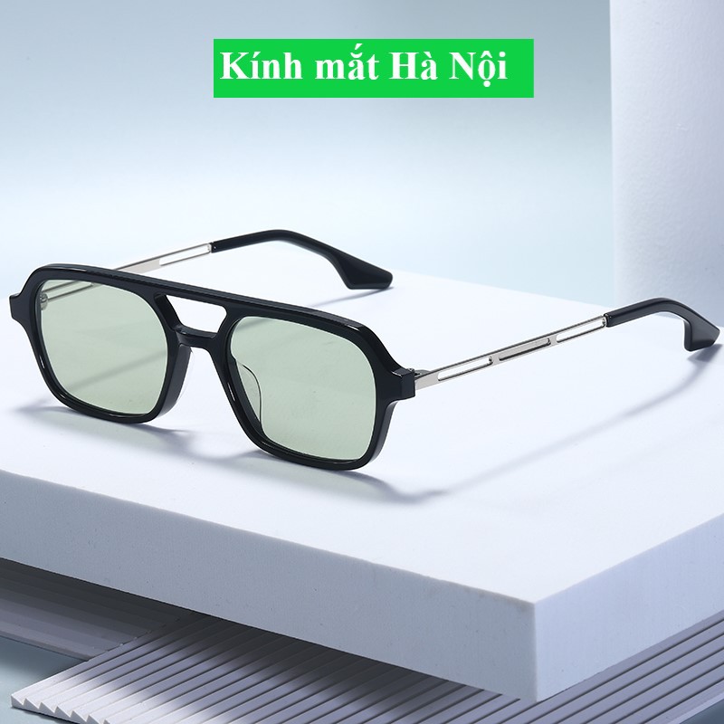 Mắt Kính mát nam nữ Chống UV400 gọng vuông kim loại thời trang 6132