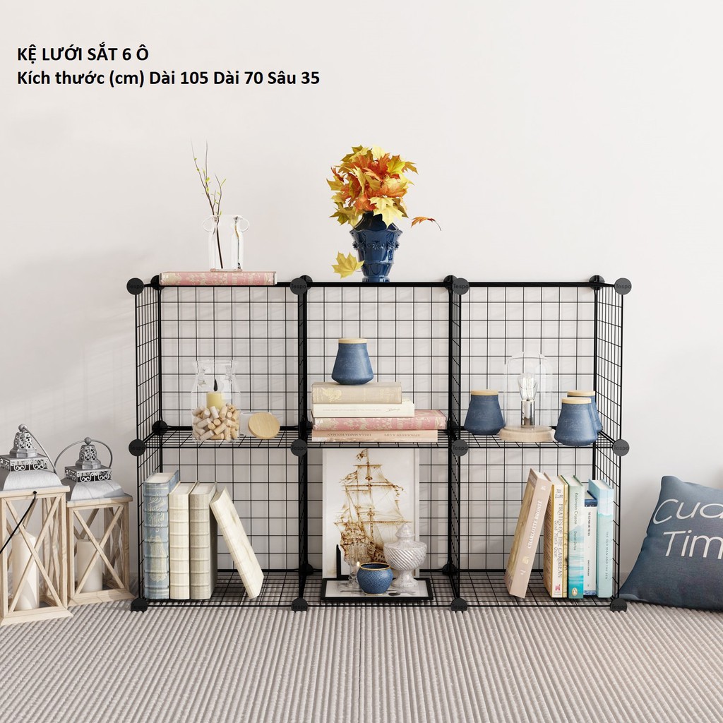 Tủ ghép đa năng 6 ô, Tủ ghép bằng tấm lưới đa năng -Tặng kèm chốt (23 tấm lưới) | BigBuy360 - bigbuy360.vn
