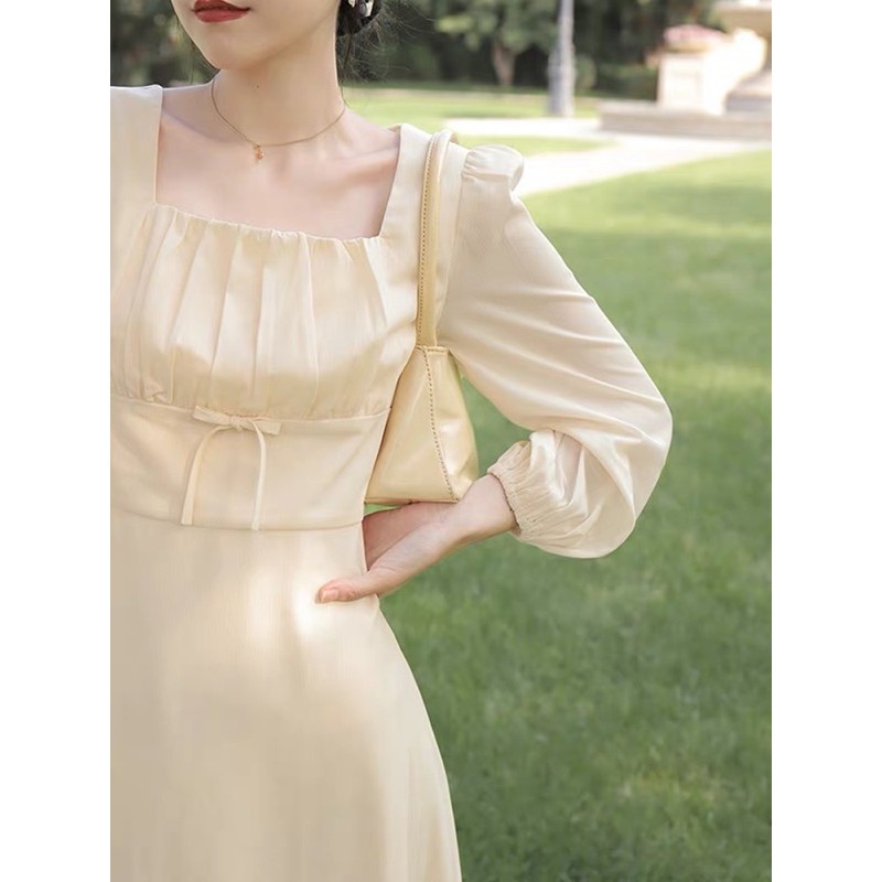 Đầm cổ vuông nhẹ nhàng đơn giản style Hàn Quốc | BigBuy360 - bigbuy360.vn
