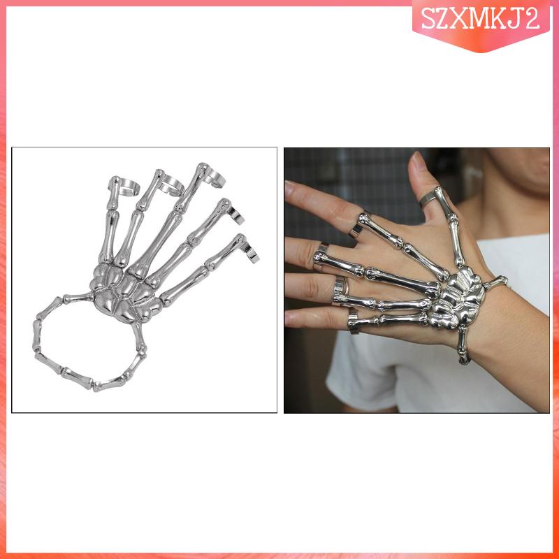 Vòng Đeo Tay Hình Bộ Xương Kèm Nhẫn Co Giãn szxmkj2