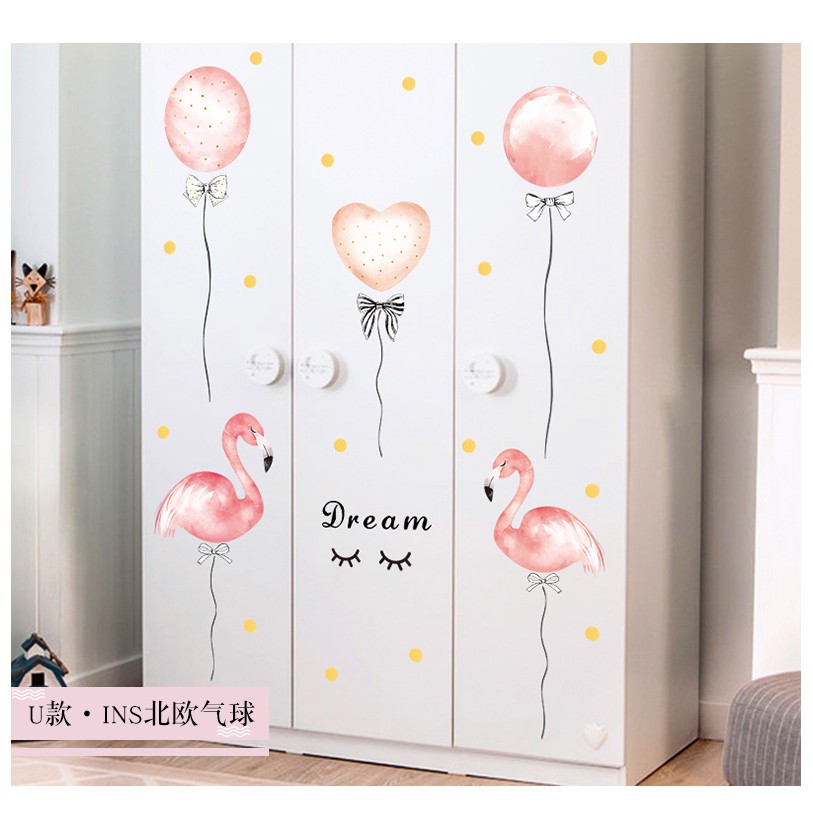 🐅🐅Tranh decal dán tường ĐÔI HẠC HỒNG - Decal dán tường cho bé🐅🐅