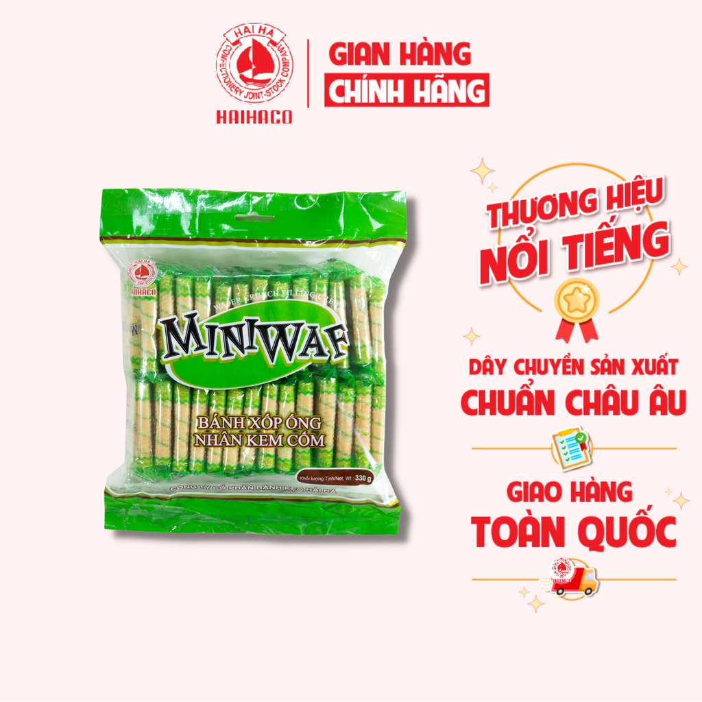 Bánh Xốp Ống Miniwaf HẢI HÀ Hương Cốm - Túi 300g