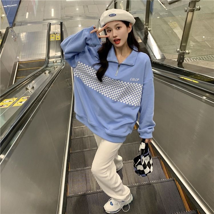 Áo sweater có cổ thiết kế dáng rộng thời trang mùa thu dành cho nữ