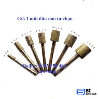 Đầu mài đá quý Mũi Trụ Siêu Cứng Trục 6mm hay Đầu Mài kim loại tổng hợp Mũi Trụ Trục 6mm