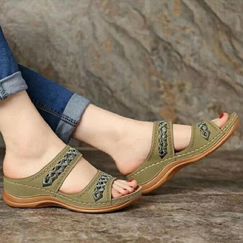 Giày sandal đế xuồng thiết kế quai cắt rỗng thời trang thường ngày đơn giản cho nữ