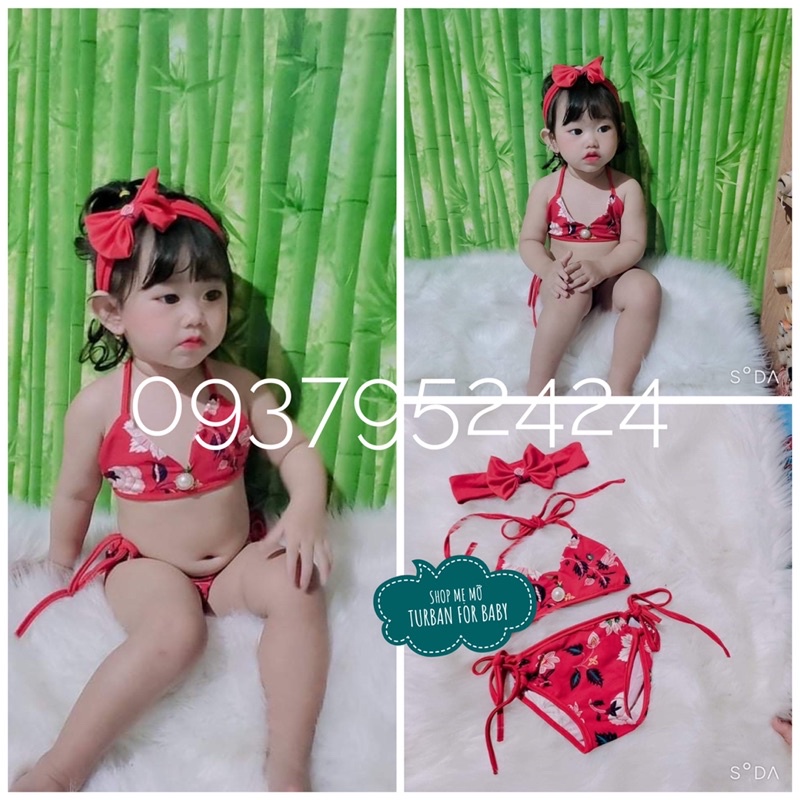 Set bikini kèm băng đô cho bé