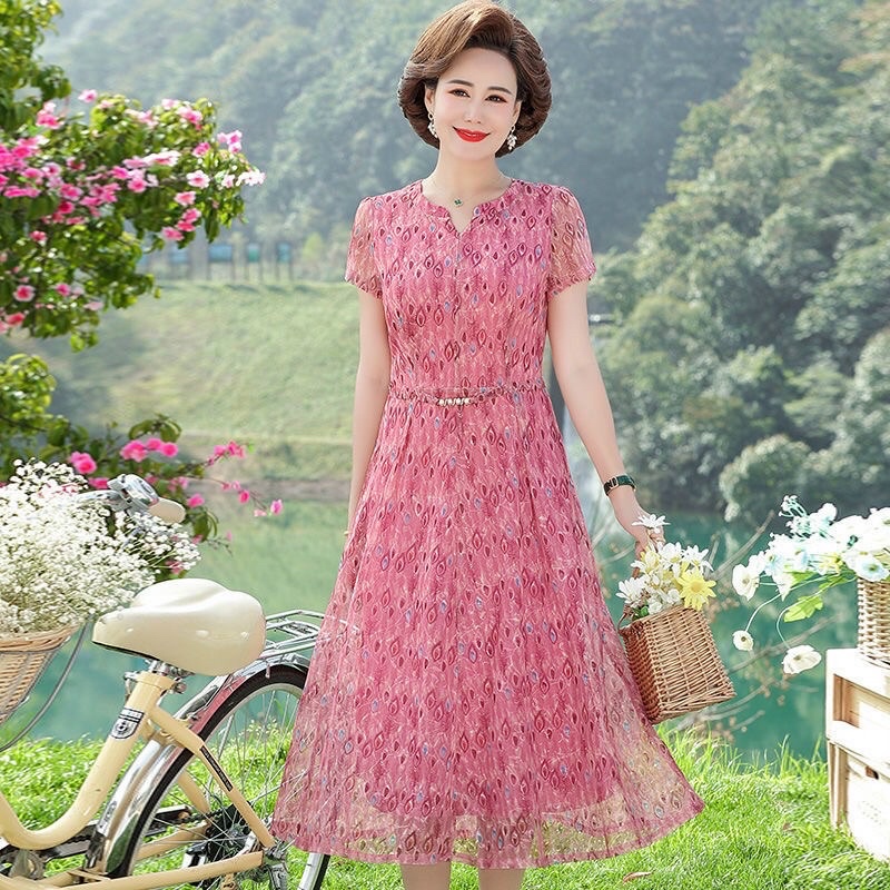 Đầm ren nữ trung niên cao cấp kiểu dáng sang trọng QCNP4235