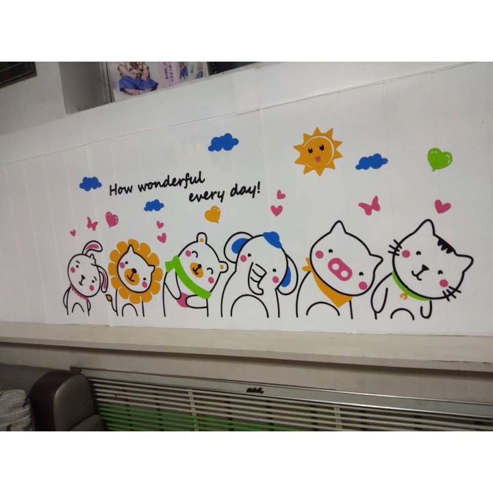 Tranh dán tường mica 3d decor khổ lớn hoạt hình những người bạn dễ thương Nhiều Size - EPeBen