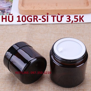 10g - hũ kem nâu - hũ thủy tinh nắp đen - hũ chiết mỹ phẩm - Hũ thủy tinh đựng mỹ phẩm.