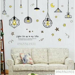 Decal dán tường đèn light lit up vàng