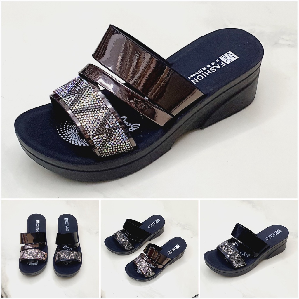 Dép Trung Niên Nữ 💓Sẵn Size 38 - Quà Tặng Mẹ💓 Da Ánh Kim Đế 5P Quảng Châu B688-28